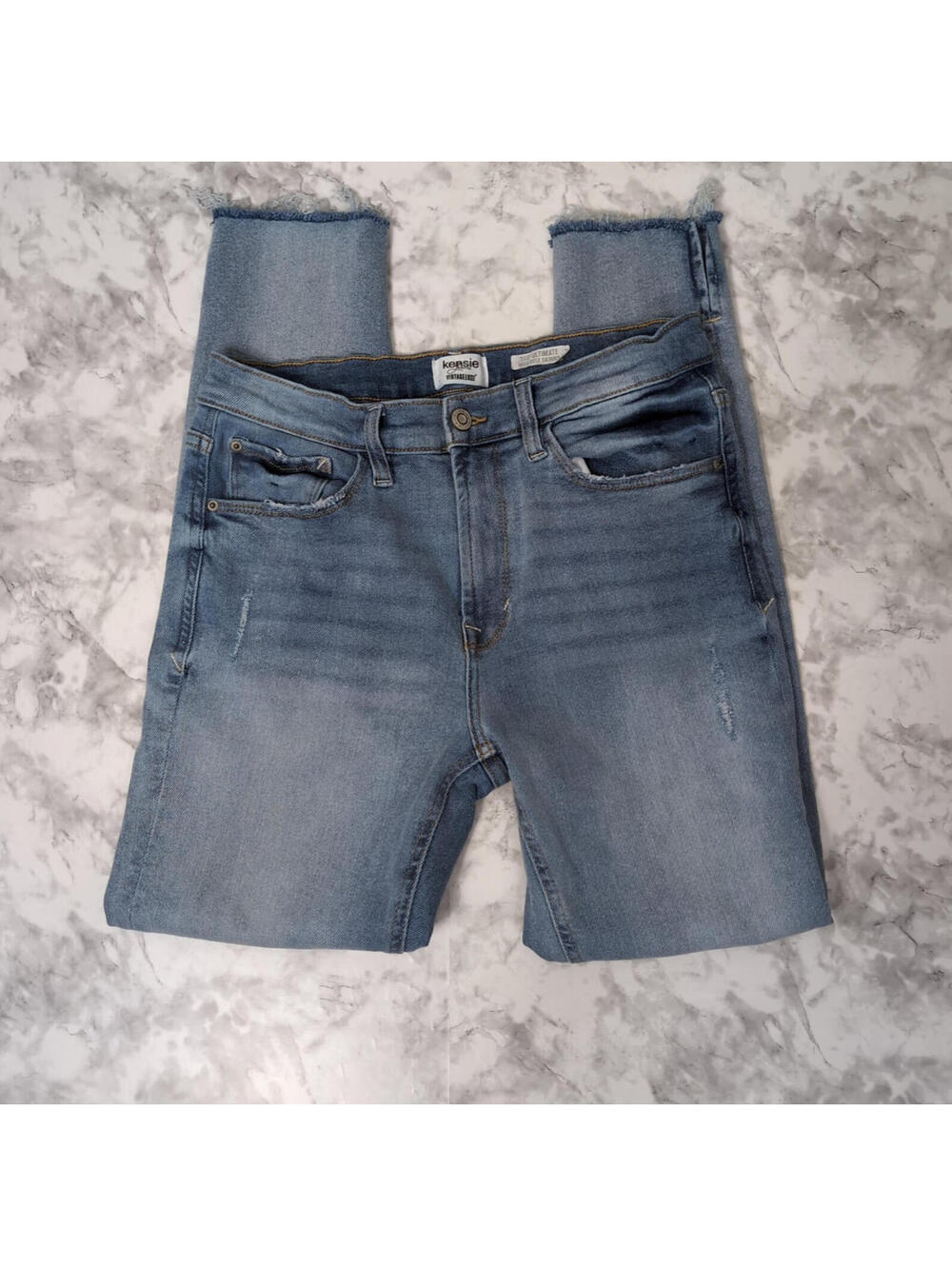 Kensie  Skinny Frayed Blue Jeans Size 8/28 Frayed Hem